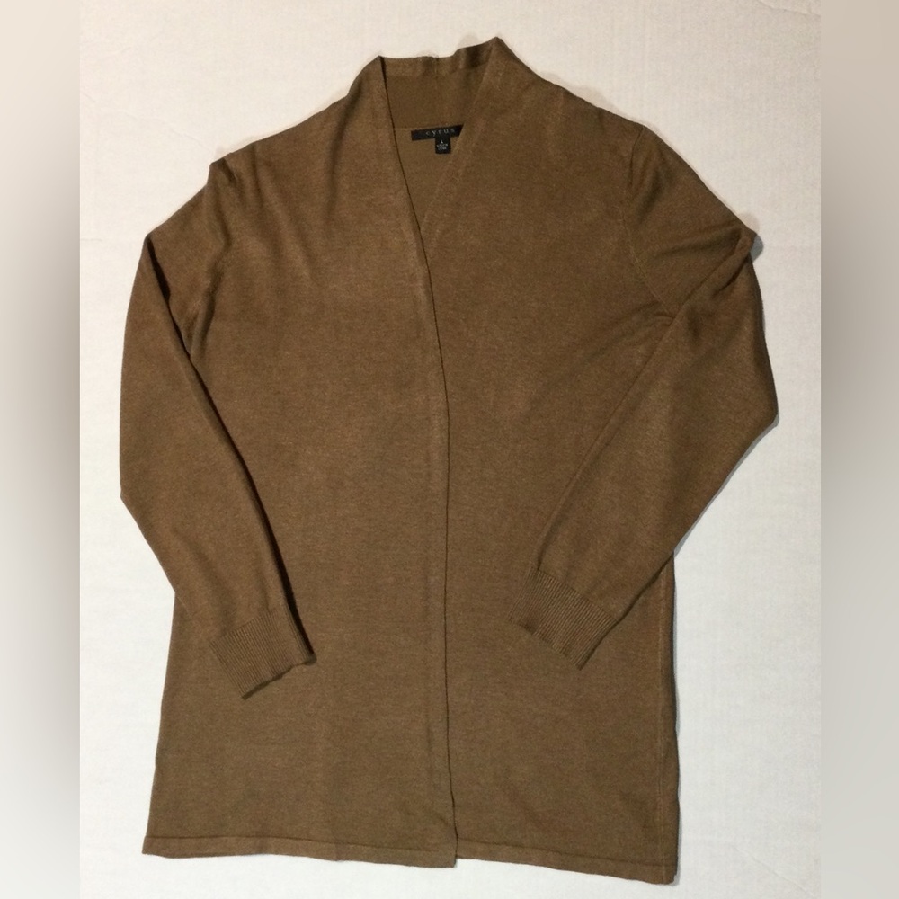 Cyrus Womens Large Cinnamon Brown Open Front Long Cardigan